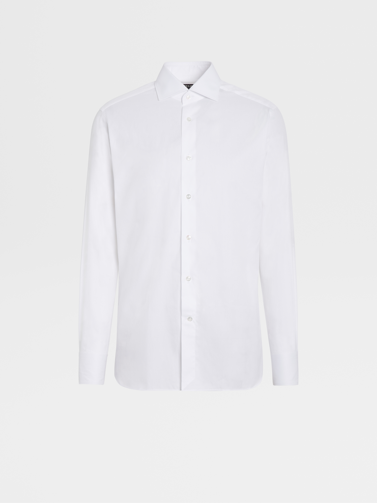 白色 300 棉质长袖精裁衬衫